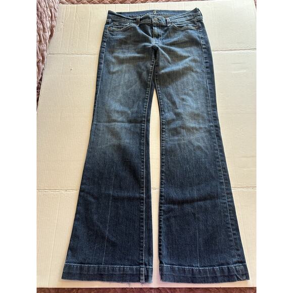 7 For All Mankind DOJO Bootcut Jeans Womens Size 30 Embroidered Pockets Wide Hem - Picture 9 of 9